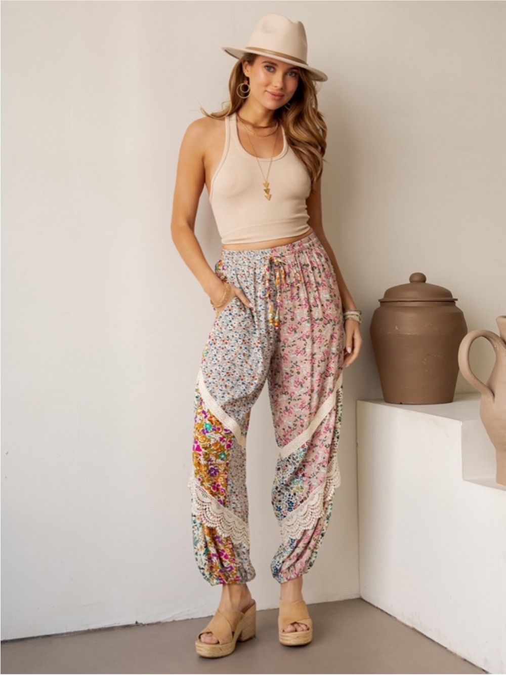 Young Threads Boho Patchwork Joggers